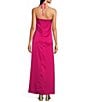 Color:Fuchsia - Image 2 - Molly Satin Chiffon Halter Dress