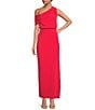 Color:Coral Pink - Image 1 - Raya One Shoulder Draped Side Slit Maxi Dress
