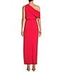 Color:Coral Pink - Image 2 - Raya One Shoulder Draped Side Slit Maxi Dress