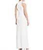 Color:Winter White - Image 2 - Reese Halter Neck Sleeveless Crepe Side Slit Gown