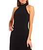 Color:Black - Image 3 - Reese Halter Neck Sleeveless Crepe Side Slit Gown
