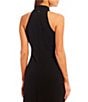 Color:Black - Image 4 - Reese Halter Neck Sleeveless Crepe Side Slit Gown