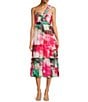 Color:Pink multi - Image 1 - Remi Georgette printed Strapless One Sleeve Midi Dress