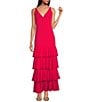 Color:Raspberry - Image 1 - Sophie V-Neck Maxi with Tiered Skirt Dress