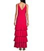 Color:Raspberry - Image 2 - Sophie V-Neck Maxi with Tiered Skirt Dress