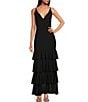 Color:Black - Image 1 - Sophie V-Neck Maxi with Tiered Skirt Dress