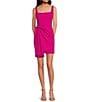 Badgley Mischka Belle by Badgley Mischka Dylan Crepe A-Line Square Neck Dress, Color:Bright Fuchsia - Image 1