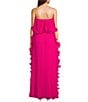 Badgley Mischka Belle by Badgley Mischka Lindsay Strapless Pleated Ruffle Shift Dress, Color:Hot Fuchsia - Image 2