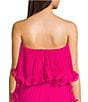 Badgley Mischka Belle by Badgley Mischka Lindsay Strapless Pleated Ruffle Shift Dress, Color:Hot Fuchsia - Image 4