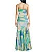 Badgley Mischka Belle by Badgley Mischka Sky Sleeveless Floral V-Neck Maxi Dress, Color:Floral - Image 2