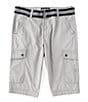 Color:Graphite - Image 1 - Belted Messenger Length Mini-Ripstop 14.5#double; Inseam Cargo Shorts