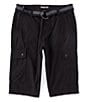 Color:Black - Image 1 - Belted Messenger Length Mini-Ripstop 14.5#double; Inseam Cargo Shorts