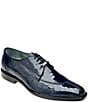 Color:Navy - Image 1 - Men's Siena Ostrich Square Toe Oxfords