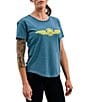 Color:Blue - Image 1 - Dea Wings Short Sleeve Ribbed Crew Neck Graphic Logo Tee Shirt