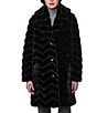 Bernardo Faux Fur Notch Collar Oversize Fit Single Breasted Coat, Color:Black - Image 1