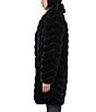 Bernardo Faux Fur Notch Collar Oversize Fit Single Breasted Coat, Color:Black - Image 3
