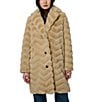 Bernardo Faux Fur Notch Collar Oversize Fit Single Breasted Coat, Color:Tan - Image 1