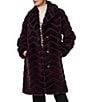 Bernardo Faux Fur Notch Collar Oversize Fit Single Breasted Coat, Color:Cherrywood - Image 1