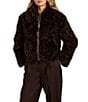 Bernardo Faux Fur Point Collar Short Zip Front Jacket - Image 1