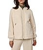 Bernardo Faux Sherpa Rib Collar Zip Front Jacket, Color:Ivory - Image 1