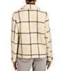 Bernardo Fuzzy Texture Wool Blend Plaid Notch Lapel Double Breasted Peacoat - Image 2