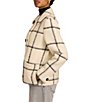 Bernardo Fuzzy Texture Wool Blend Plaid Notch Lapel Double Breasted Peacoat - Image 4