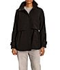 Bernardo Mid Length Stand Collar Hooded Zip Front Rain Coat - Image 1