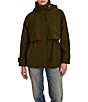 Bernardo Mid Length Stand Collar Hooded Zip Front Rain Coat - Image 3