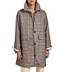 Bernardo Mini Plaid Point Collar Long Sleeve Zip Front Raincoat - Image 1