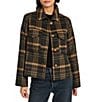 Bernardo Plaid Print Point Collar Button Front Field Jacket - Image 4