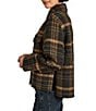 Bernardo Plaid Print Point Collar Button Front Field Jacket - Image 6