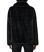 Bernardo Small Chevron Stand Collar Faux Fur Oversized Jacket, Color:Black - Image 2