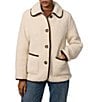Bernardo Soft Sherpa Contrast Trim Button Front Jacket, Color:Cream - Image 1