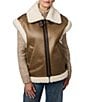 Bernardo Soft Sherpa Point Collar Sleeveless Zip Front Vest, Color:Brown - Image 1