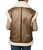 Bernardo Soft Sherpa Point Collar Sleeveless Zip Front Vest, Color:Brown - Image 2