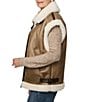 Bernardo Soft Sherpa Point Collar Sleeveless Zip Front Vest, Color:Brown - Image 3