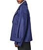 Bernardo Solid Wool Blend Notch Collar Button Front Cropped Peacoat, Color:Future Dusk - Image 3
