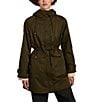Bernardo Stand Collar Hooded Cinched Waist Zip Front Anorak Raincoat - Image 1