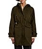 Bernardo Stand Collar Hooded Cinched Waist Zip Front Anorak Raincoat - Image 1
