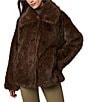Bernardo Tipped Faux Fur Collar Button Front Poncho Coat, Color:Dark Brown - Image 1