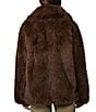 Bernardo Tipped Faux Fur Collar Button Front Poncho Coat, Color:Dark Brown - Image 2