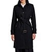 Bernardo Wool Blend Gingham Point Collar Belted Button Front Trench Coat - Image 5