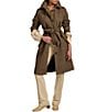 Bernardo Wool Blend Gingham Point Collar Belted Button Front Trench Coat - Image 4