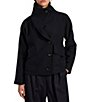 Bernardo Woold Blend Wide Collar Long Sleeves Cropped Button Front Jacket - Image 1