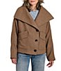 Bernardo Woold Blend Wide Collar Long Sleeves Cropped Button Front Jacket - Image 4