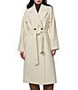 Bernardo Woven Belted Double Breasted Coat, Color:White - Image 1