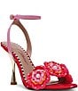 Betsey Johnson Ainsleyy Crochet Flower Embellished Reflective Ankle Wrap Dress Sandals