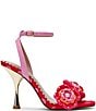 Betsey Johnson Ainsleyy Crochet Flower Embellished Reflective Ankle Wrap Dress Sandals