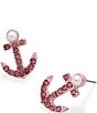 Color:Pink - Image 2 - Anchor Pearl and Rhinestone Stud Earrings
