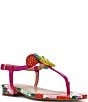 Color:Berry/Multi - Image 1 - Aniston Fruit Bead Embellished Patent T-Strap Sandals